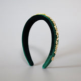 Green Velour Studs Slender Headband