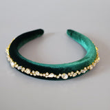 Green Velour Studs Slender Headband
