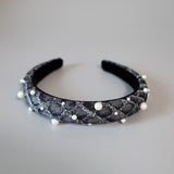 Slender Headband Snake Denim Pearl
