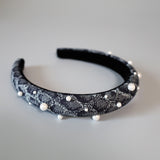 Slender Headband Snake Denim Pearl