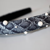 Slender Headband Snake Denim Pearl