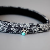 Slender Headband Flower Denim Blue Heart