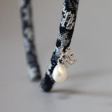Tight Headband Flower Denim Pearl