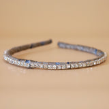 Narrow Headband Grey Silver Studs