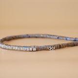 Narrow Headband Gray Silver Studs