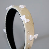 Thin Headband White Dot Ribbon