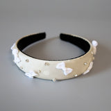 Thin Headband White Dot Ribbon