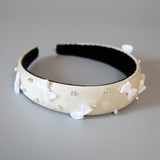 Thin Headband White Dot Ribbon
