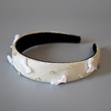 Thin Headband White Dot Ribbon