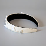 Thin Headband White Dot Ribbon