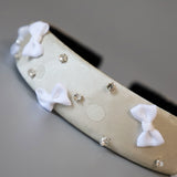 Thin Headband White Dot Ribbon