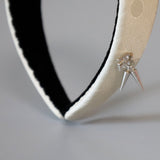 Thin Headband White Dot Silver Studs