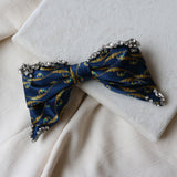 Big Ribbon Barrette Navy SIlver