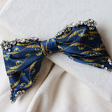 Big Ribbon Barrette Navy SIlver