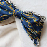 Big Ribbon Barrette Navy SIlver