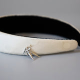 Thin Headband White Dot Silver Studs