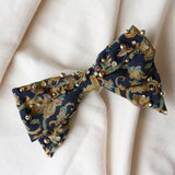 Big Ribbon Barrette Navy Gold