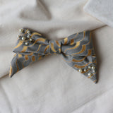 Big Ribbon Barrette Grey Gold