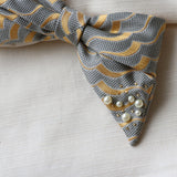 Big Ribbon Barrette Grey Gold