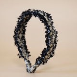 Frills Black Tweed Headband No Studs