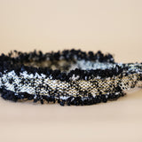 Frills Black Tweed Headband No Studs