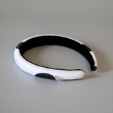 Slender Headband White Black Dot