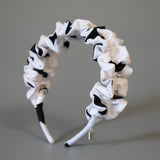 Wide Gather Headband White Black Dot
