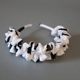Wide Gather Headband White Black Dot
