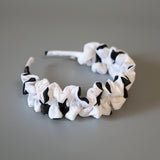 Wide Gather Headband White Black Dot