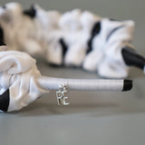 Wide Gather Headband White Black Dot