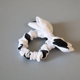 Ribbon Scrunchie White Dot