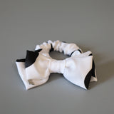Ribbon Scrunchie White Dot