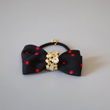 Black Red Dot Gold Studs Hair Pony