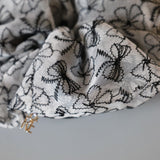 White Black Ribbon Scrunchie