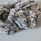 White Black Ribbon Scrunchie