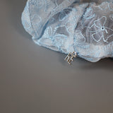 White Blue Ribbon Scrunchie