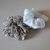 White Black Ribbon Scrunchie