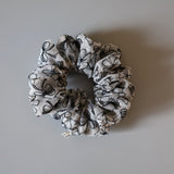 White Black Ribbon Mini Scrunchie
