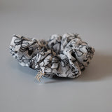 White Black Ribbon Mini Scrunchie