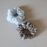 White Black Ribbon Mini Scrunchie