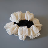 Black and White Frills Scrunchie