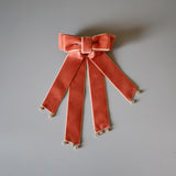 Velvet Big Ribbon Pink Barrette