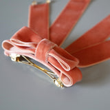 Velvet Big Ribbon Pink Barrette