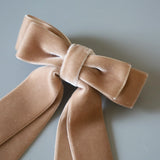 Velvet Big Ribbon Beige Barrette