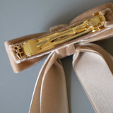 Velvet Big Ribbon Beige Barrette