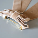 Velvet Big Ribbon Beige Barrette