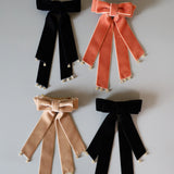 Velvet Big Ribbon Pink Barrette