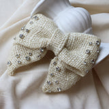 Big Ribbon Barrette White Hemp