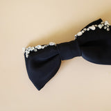 Big Ribbon Barrette Silver Studs
