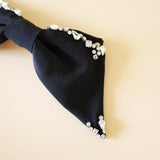 Big Ribbon Barrette Silver Studs